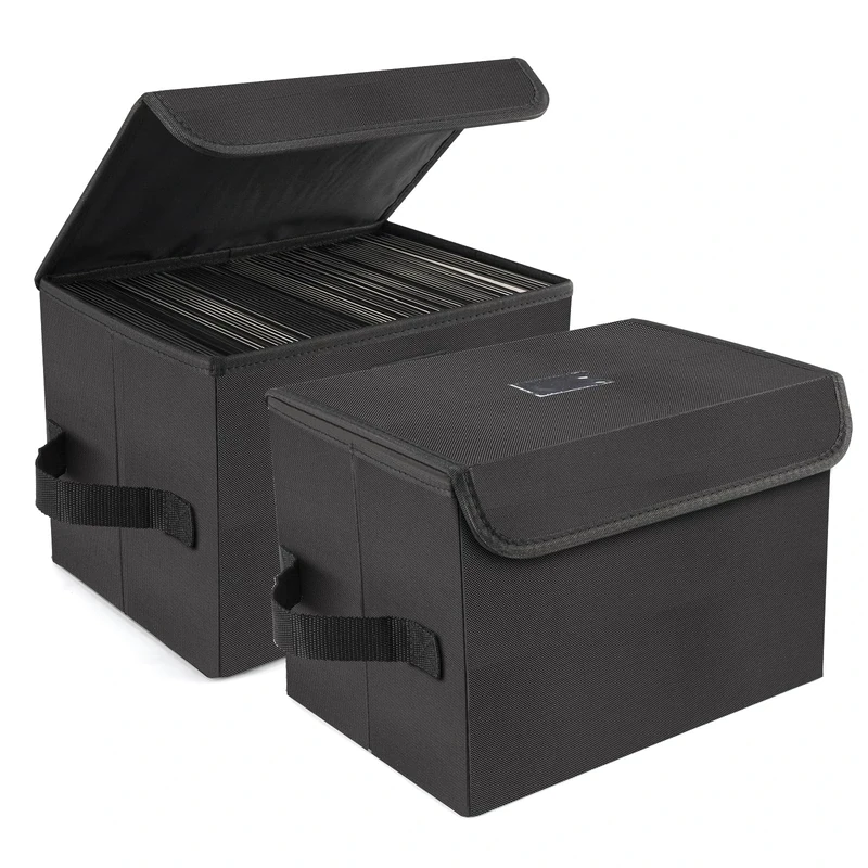 alavisxf xx 7" 45RPM Vinyl Record Storage Box Foldable Stackable with Lid & Handle - Holds 120 Records - 7 Inch Vinyl Storage Box - 2 Pack