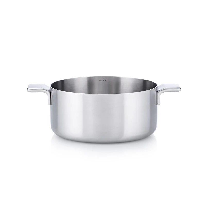MasterPRO Alessi Bones - 24 cm Saucepan - Made of Stainless Steel - Matte Finish Interior and Exterior - Straight Body - Measuring Scale - Welded Hollow Cast Iron Side Handle - Suitable for Induction