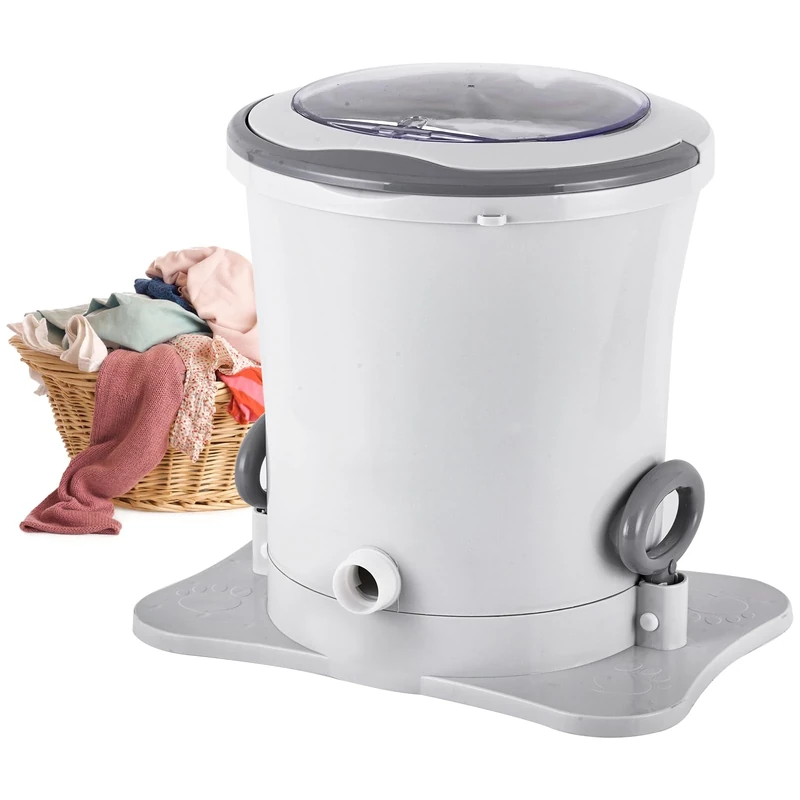 BAOSHISHAN Manual Spin Dryer for Clothes 9L Mini Spin Dryer Non-Electric Portable Clothes Dryer With Drain Pipe for Apartment Dorm Camping (12.5, Round, 1, FBA-243CYL)