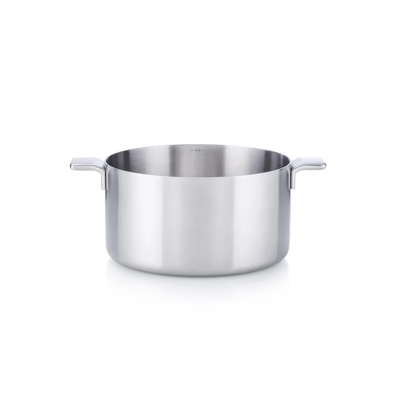 MasterPRO Alessi Bones - 28 cm Saucepan - Made of Stainless Steel - Matte Finish Interior and Exterior - Straight Body - Measuring Scale - Welded Hollow Cast Iron Side Handle - Suitable for Induction