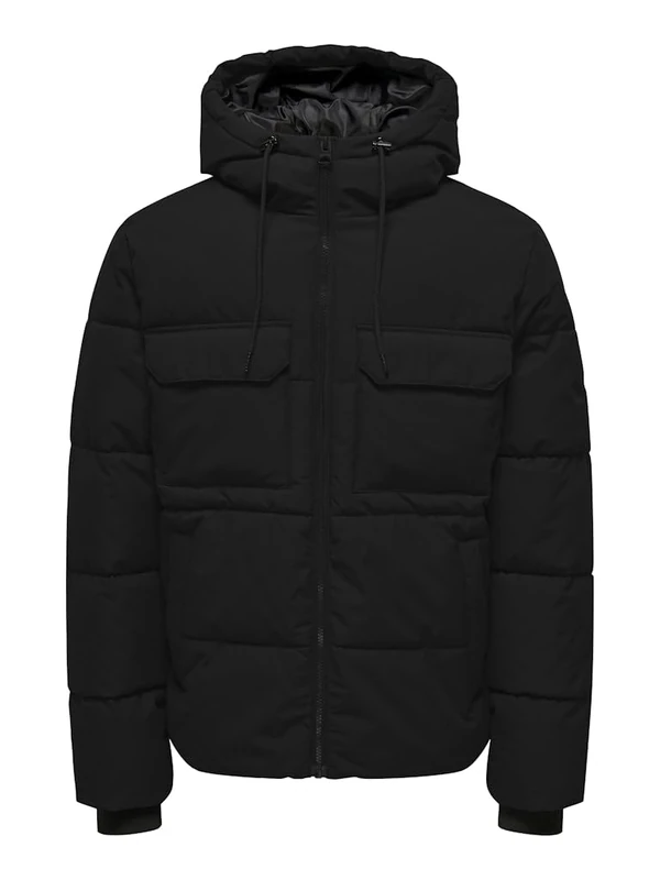 Only & Sons Onselijah Men's Hooded Jacket OTW Puffer Jacket, VAPOR BLUE, L