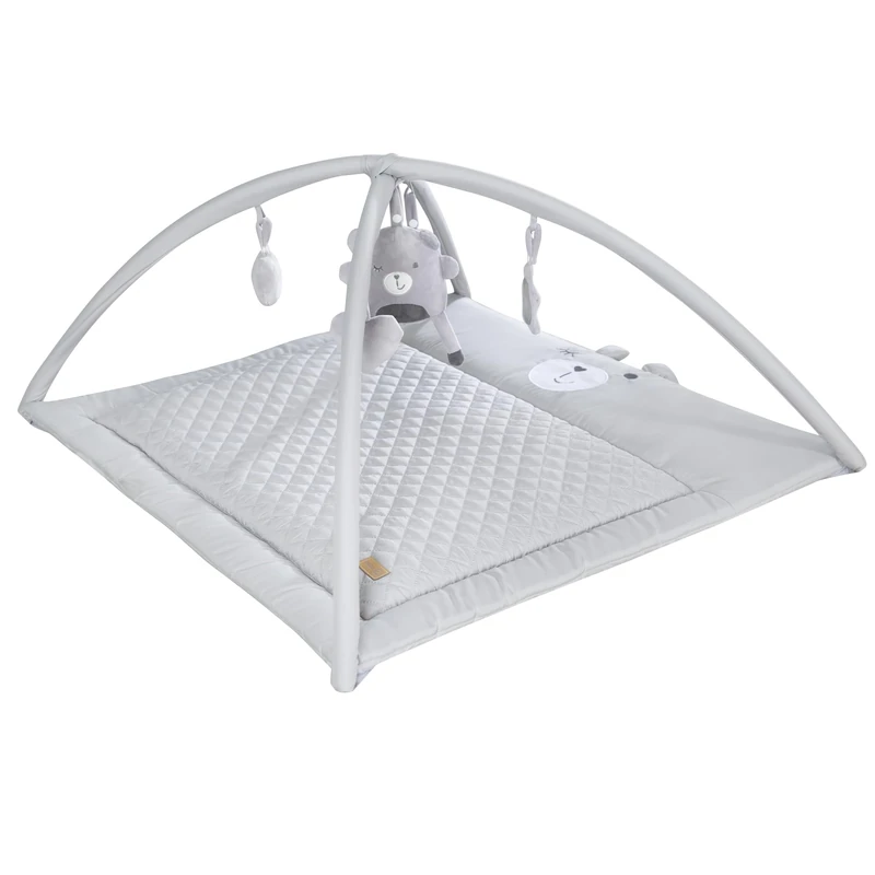 roba 2in1 Play Mat 'roba Style' with Play Arch + 5 Toys - Also Usable as Changing Mat - 85 x 75 cm - for Newborns and Infants - Silver Grey