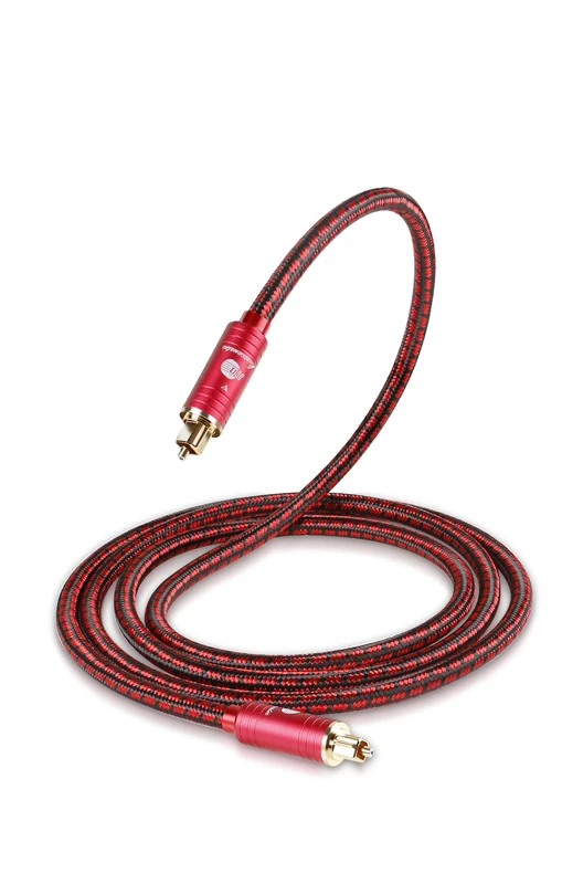 BOAACOUSTIC JIB Audiophile HiFi Toslink Digital Optical Audio Cable 1m, Multi-Channel, Sound Bar, Home Theatre, Gold-Plated Connectors, 3 m, red