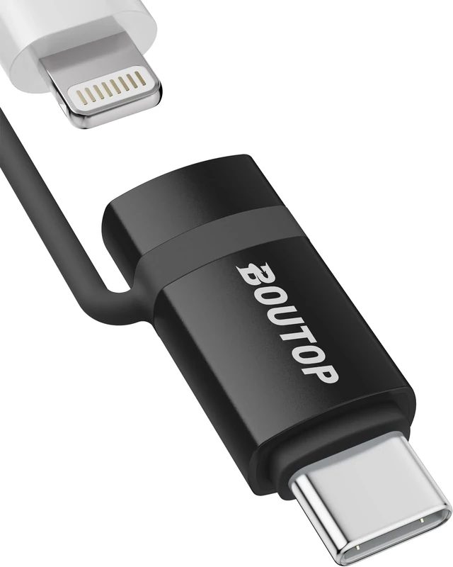BOUTOP [Apple MFi Certified 60W Lightning to USB C Adapter for Fast Charging Compatible with iPhone 17/16/15 Pro Max/Plus, MacBook, iPad Air/Pro - [1 Pack, Black]