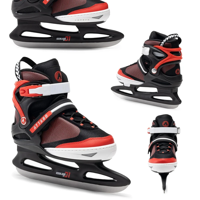 ATTABO Adjustable Ice Skates Children and Teenagers 36-41 EU Ice Skates with 5-Level Size Adjustment Ice Skates Comfortable Warm Ice Hockey Skates with Stainless Steel Blades