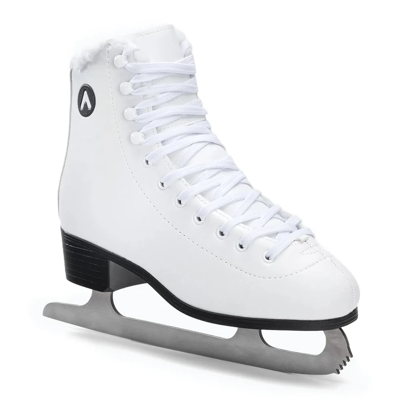 ATTABO Figure Skating Ice Skates Children 35 EU Stainless Steel Blades Classic Lacing Reinforced Hooks Faux Fur Lining Comfortable White