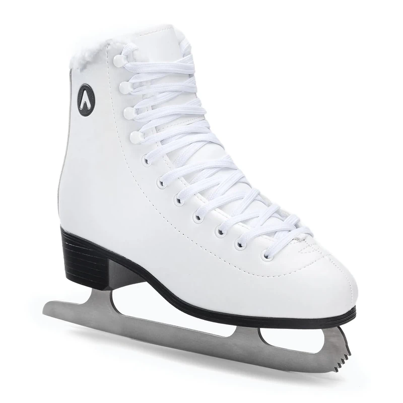 ATTABO Figure Skating Ice Skates Children 31 EU Stainless Steel Blade Classic Lacing Reinforced Hooks Faux Fur Lining Comfortable White