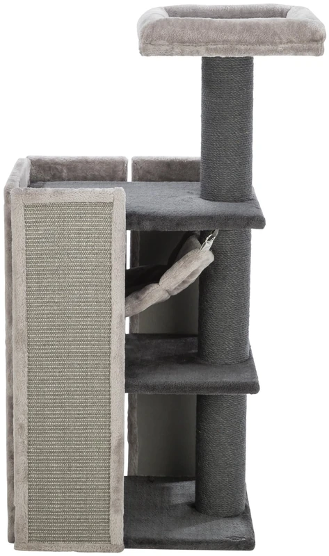 TRIXIE Cat Tree Arianna 44 in Grey – Multi-Level Cat Scratching Post for Indoor Cats with Comfortable Lounging Areas, Play Opportunities, Large Sisal Scratching Surface & Hammock – 44464