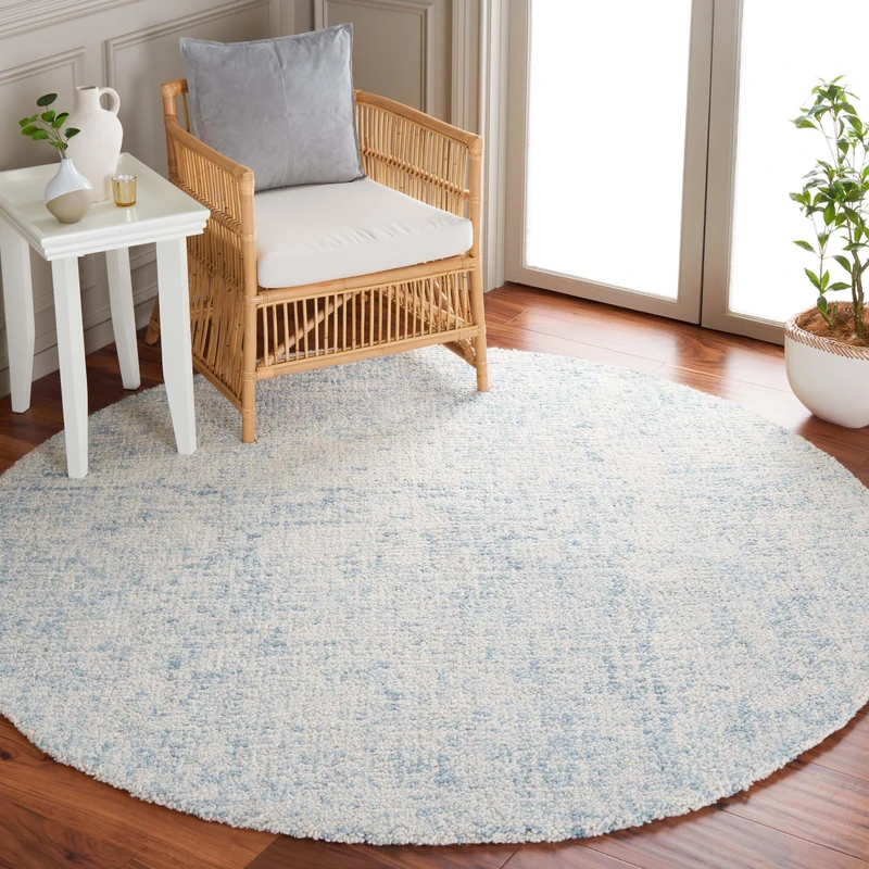 Safavieh Contemporary Rug for Living Room, Dining Room, Bedroom - Abstract Collection, Short Pile, in Ivory, 180 x 180 cm - Image 1