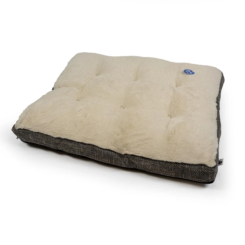 Duvoplus Ergo Oval Fleece Basket, Large, 85 x 68 x 20 cm, Grey/White - Image 1