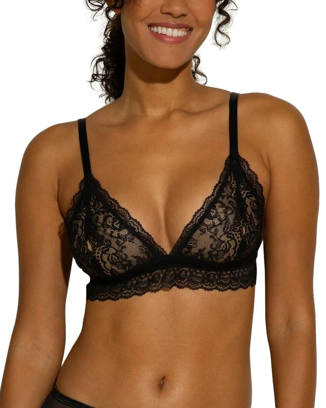 Cosabella Women's Bralet Bra, Semi-Sheer, Black, L