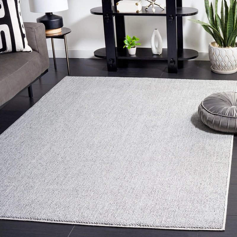 Safavieh Plain Rug for Living Room, Dining Room, Bedroom - River Collection, Short Pile, Grey, 244 x 305 cm