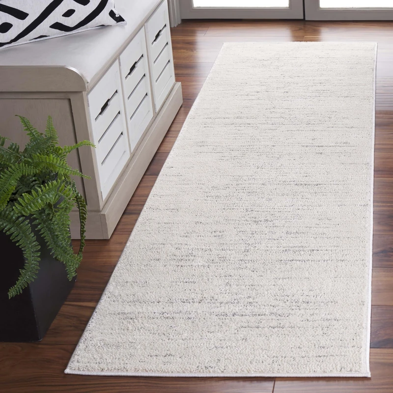 Safavieh Contemporary Rug for Living Room, Dining Room, Bedroom - Neptune Collection, Short Pile, in Ivory and Light Grey, 66 X 244 cm