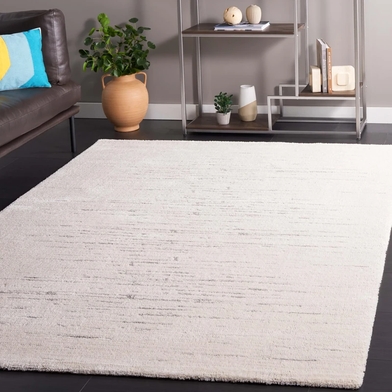 Safavieh Plain Rug for Living Room, Dining Room, Bedroom - Neptune Collection, Short Pile, Ivory and Light Grey, 60 x 90 Inch