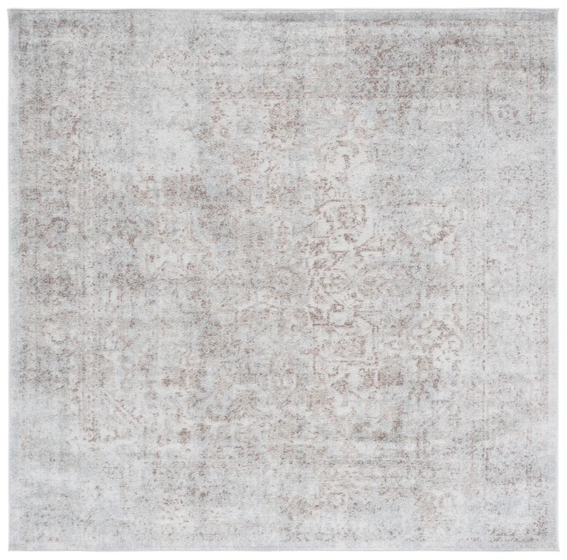 Safavieh Traditional Rug for Living Room, Dining Room, Bedroom - Evoke Collection, Short Pile, in Ivory and Taupe, 160 x 160 cm