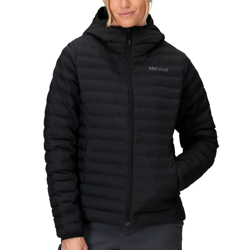 Marmot Women's Echo Featherless Hoody, Warm Puffy Jacket, Insulated Hooded Winter Coat, Water-resistant Quilted Parka, Lightweight Packable Outdoor Jacket, Windproof, Black, XS