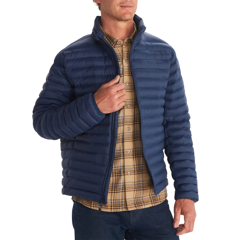 Marmot Men's Echo Featherless Jacket, Warm Puffy Jacket, Insulated Winter Coat, Water-resistant Quilted Parka, Lightweight Packable Outdoor Jacket, Windproof, Arctic Navy, S