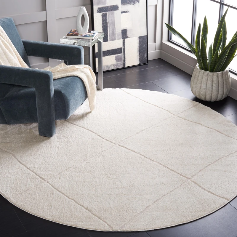 Safavieh Geometric Rug for Living Room, Dining Room, Bedroom - Melody Collection, Short Pile, in Ivory, 201 X 201 cm - Image 1