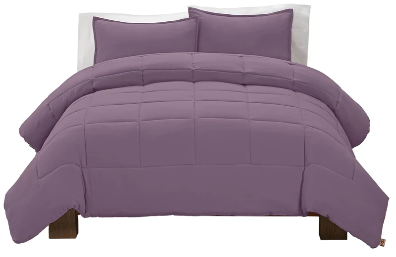 UGG Leonora Comforter Set with 2 Pillow Shams Lightweight Down Alternative Blanket Reversible Cozy Warm All Season Washable and Hypoallergenic Bedding Set, King, Purple Shadow