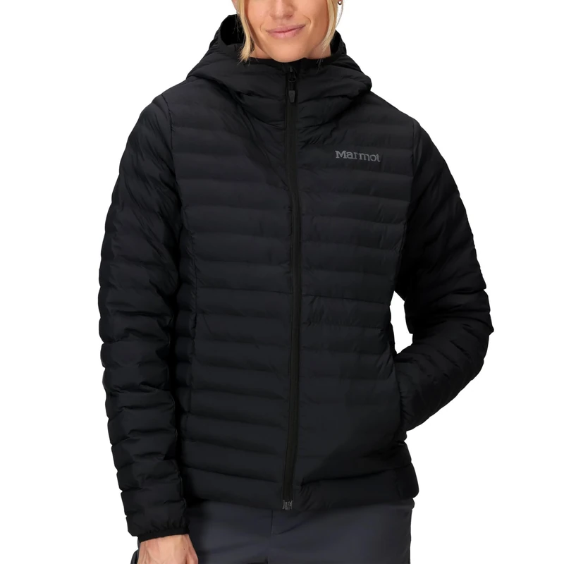 Marmot Women's Echo Featherless Hoody, Warm Puffy Jacket, Insulated Hooded Winter Coat, Water-resistant Quilted Parka, Lightweight Packable Outdoor Jacket, Windproof, Black, M