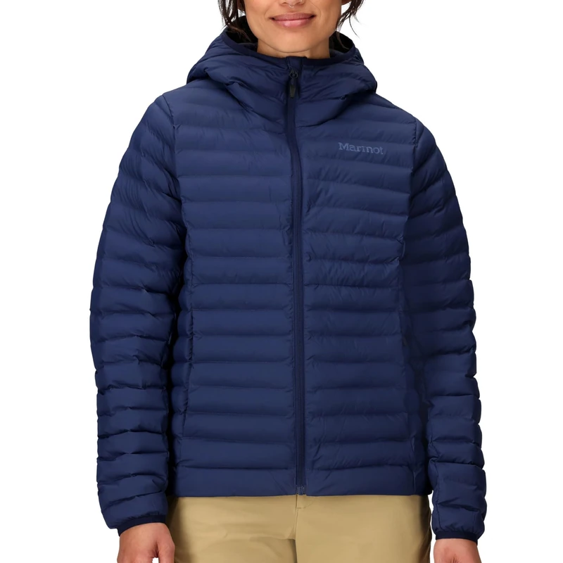 Marmot Women's Echo Featherless Hoody, Warm Puffy Jacket, Insulated Hooded Winter Coat, Water-resistant Quilted Parka, Lightweight Packable Outdoor Jacket, Windproof, Arctic Navy, XL