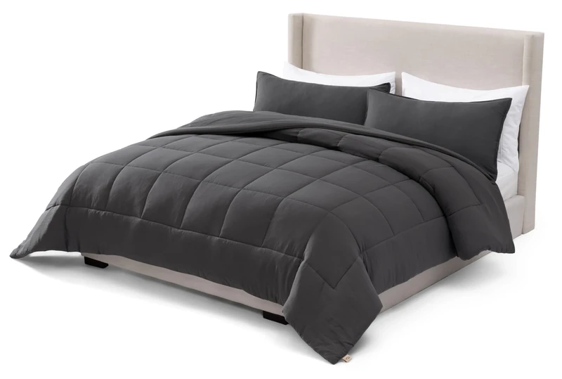UGG Leonora Comforter Set with 2 Pillow Shams Lightweight Down Alternative Blanket Reversible Cozy Warm All Season Washable and Hypoallergenic Bedding Set, King, Charcoal Grey