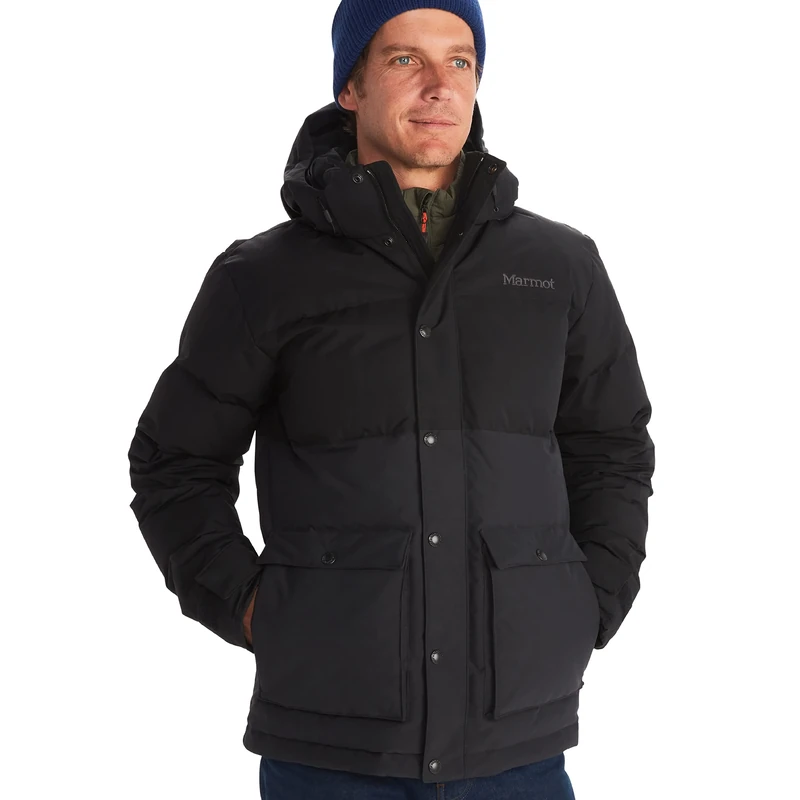 Marmot Men's Fordham Jacket, Warm Down Jacket, Insulated Hooded Winter Coat, Windproof Down Parka, Lightweight Packable Outdoor Jacket, Black, XXL