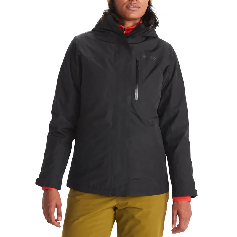 Marmot Women's Ramble Component Jacket, Waterproof Jacket, Lightweight Hooded 3 in 1 Rain Jacket, Windproof Raincoat, Breathable Windbreaker for Running and Hiking, Black, XS