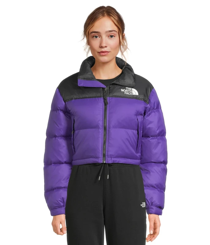 The North Face Women's Nuptse Short Down Jacket, Peak Purple/Tnf Black, L