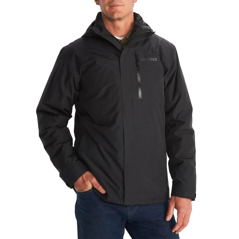 Marmot Men's Ramble Component Jacket, Waterproof Jacket, Lightweight Hooded 3 in 1 Rain Jacket, Windproof Raincoat, Breathable Windbreaker, Black, L