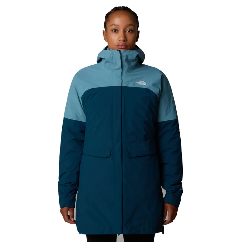 The Noth Face Women's Dryvent Mono Triclimate Parka, Midnight Petrol/Algae B, XS