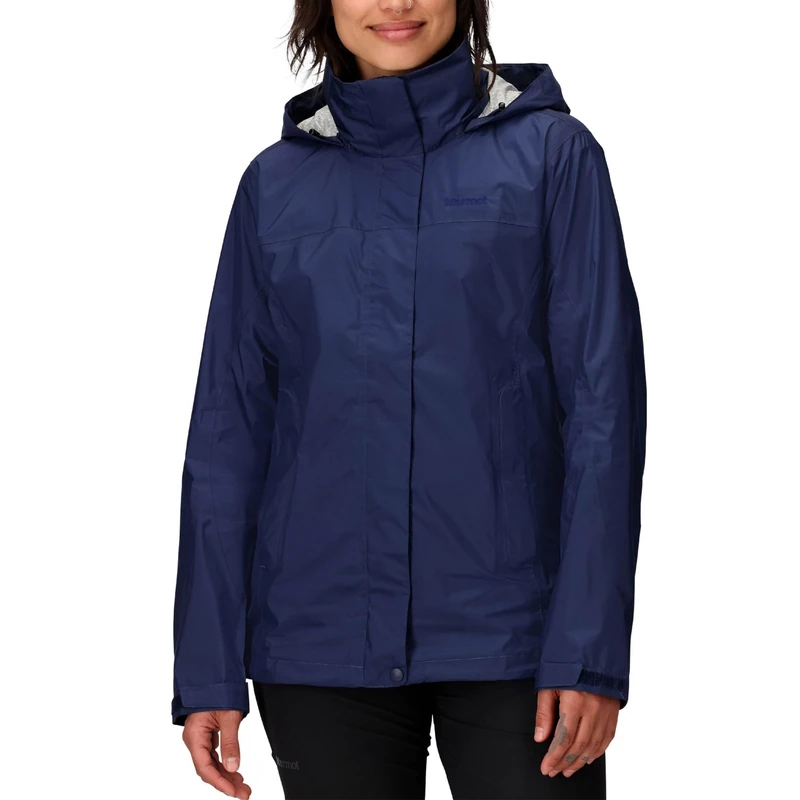 Marmot Women's PreCip Eco Jacket, Waterproof Jacket, Lightweight Hooded Rain Jacket, Windproof Raincoat, Breathable Windbreaker, Ideal for Running and Hiking, Arctic Navy, XS