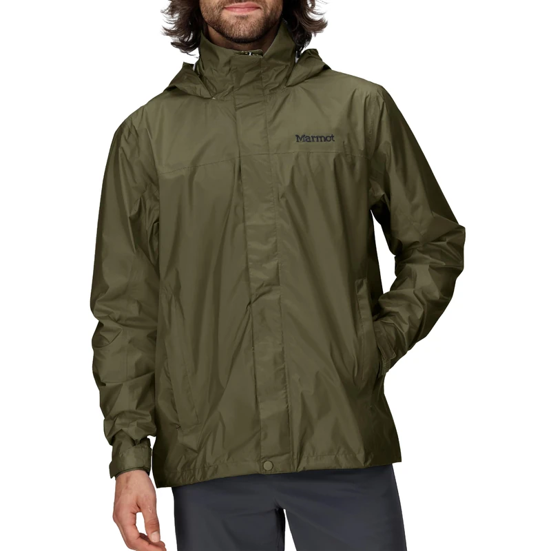 Marmot Men's PreCip Eco Jacket, Waterproof Jacket, Lightweight Hooded Rain Jacket, Windproof Raincoat, Breathable Windbreaker, Ideal for Running and Hiking, Nori, L