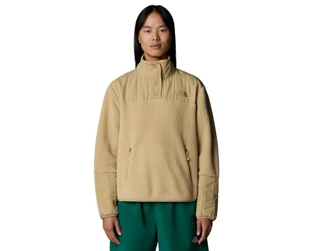 The North Face Women's Cragmont Fleece 1/4 Snap Sweatshirt, Khaki Stone, M