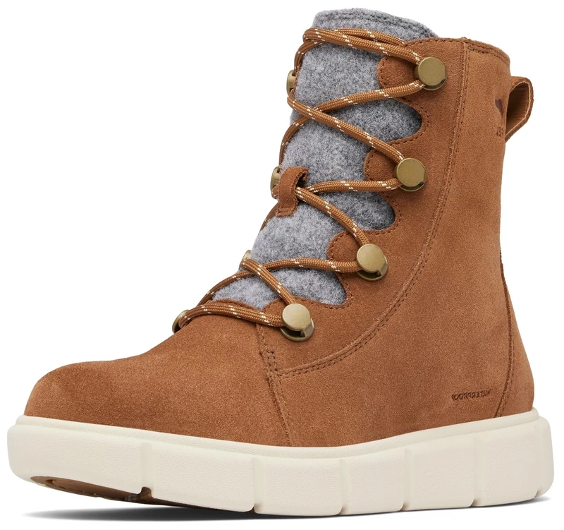 Sorel Women's Explorer III Joan WP Snow Boot, Velvet Tan, Chalk, 8 UK