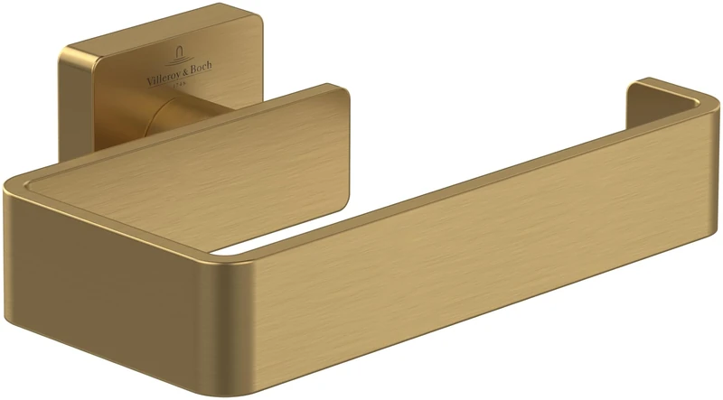Villeroy & Boch Elements - Striking toilet roll holder without cover, for wall installation, brass, square, Brushed Gold