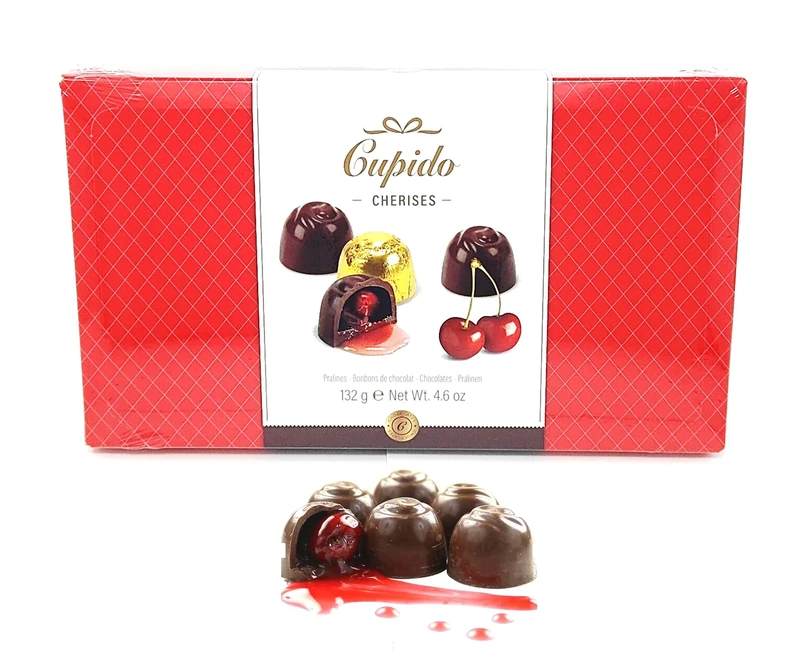 Belgian Dark Chocolate with Cherry in Liqueur Gift Box - 132g - Chocolate Gift