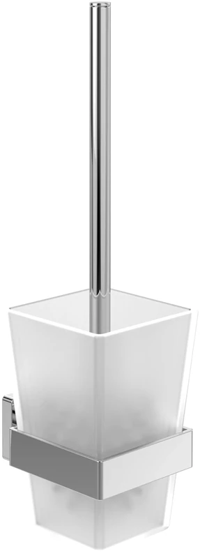 Villeroy & Boch Elements - Striking toilet brush set, for wall installation, set with container in satin-finished glass, square, Chrome