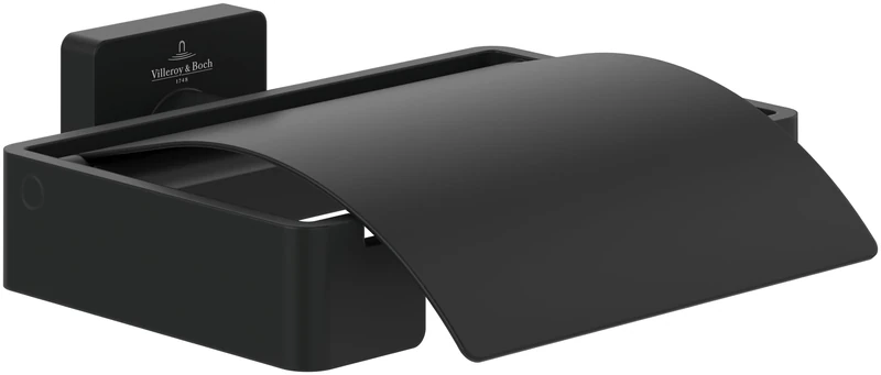 Villeroy & Boch Elements - Striking toilet roll holder with cover, for wall installation, brass, square, Chrome