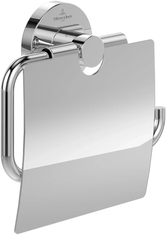 Villeroy & Boch Elements - Tender toilet roll holder with cover, for wall installation, zinc, round, Chrome