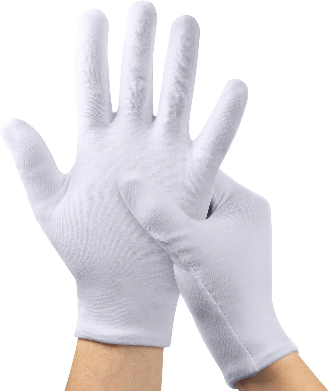 White Gloves, 3Pairs Cotton Gloves for Eczema, White Cotton Eczema Gloves for Men and Women Dry Hands，Breathable Machine Washable Cloth Gloves