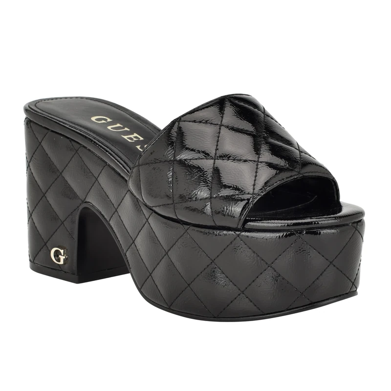 GUESS Women's Yanni Heeled Sandal, Black, 5 UK