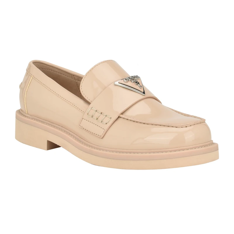 GUESS Women's Shatha Loafer, Light Natural Patent, 4.5 UK