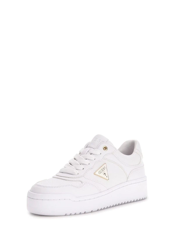 GUESS Women's Miram Sneaker, White 140, 8.5 UK