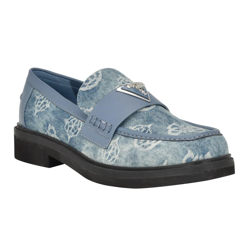 GUESS Women's Shatha Loafer, Blue Denim, 5 UK