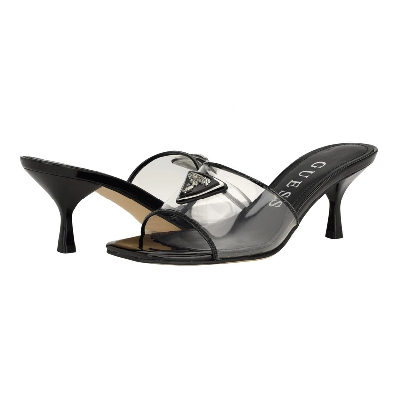 GUESS Women's Lusie Heeled Sandal, Black 001, 2 UK