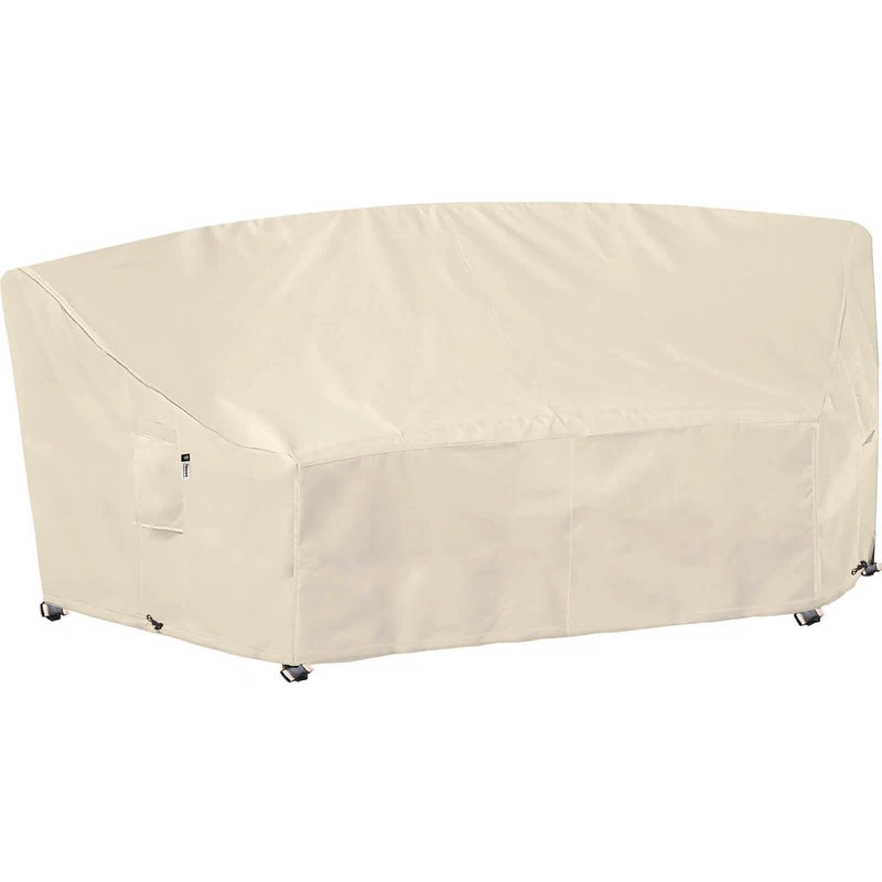 Flexiyard Curved Patio Furniture Cover Corner Sofa Reinforced Waterproof 600D Oxford Half Moon Design Winter Cover Natural Beige 96 (65")