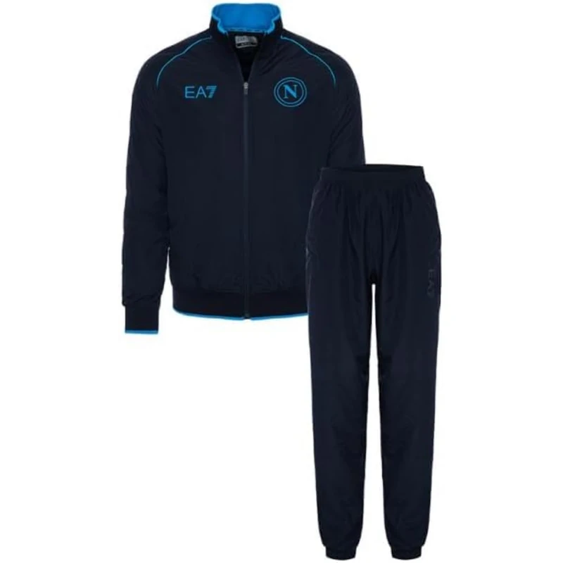 SSC NAPOLI Blue Lightweight Tracksuit for Boys, EA7, Official Product, SSCN Logo, Summer, side pockets, zip closure, 6 years