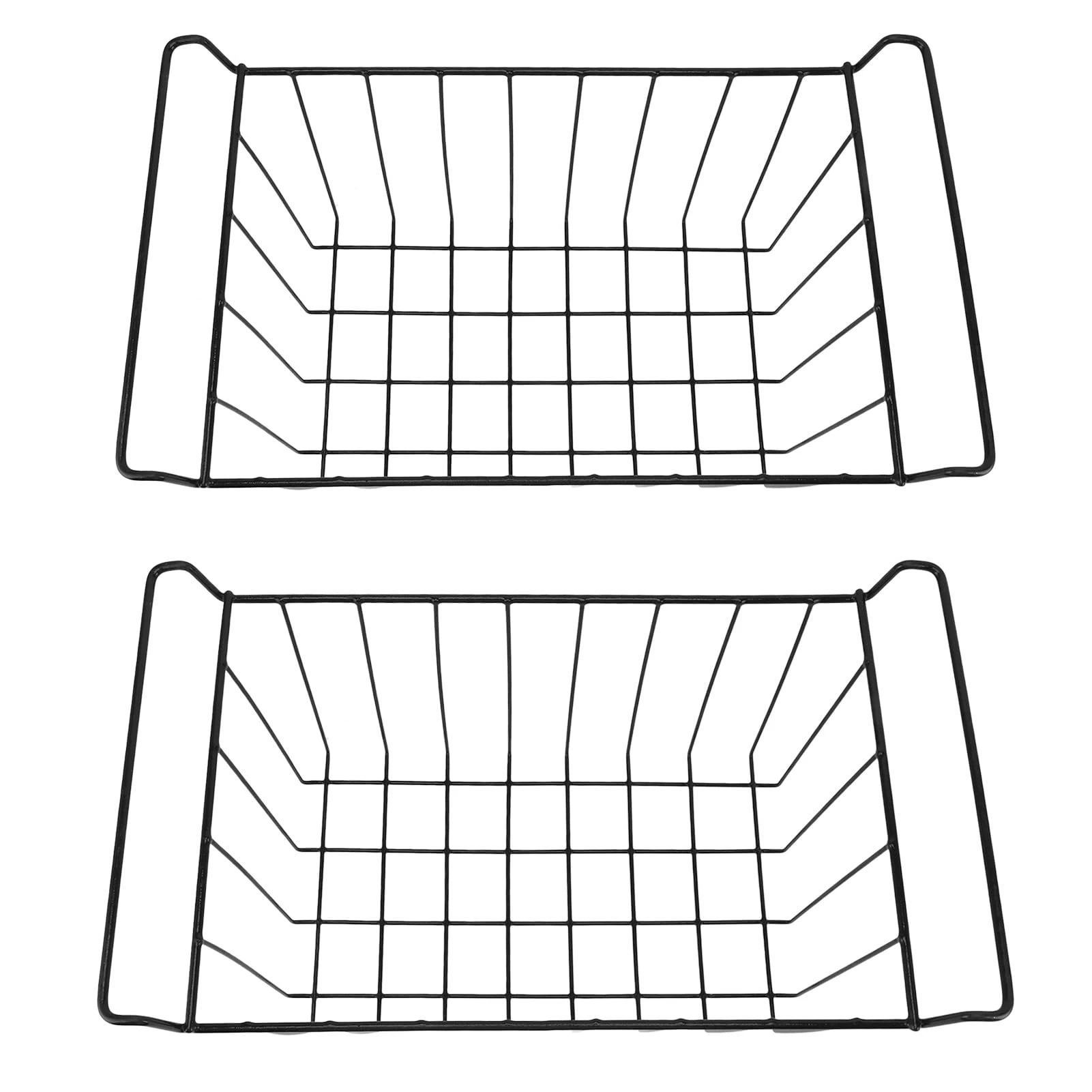 Sonew 2 Pcs Freezer Baskets for Chest Freezer, PE Coated Metal Wire Baskets for Chest Freezer, Freezer Organization Accessories, Black (L 39cm X W 20cm X H 20cm)