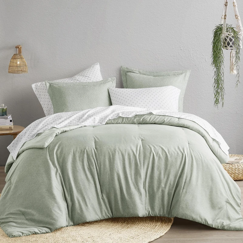 Comfort Spaces All Season Microfiber Comforter Bedding, Sage Green, Full/Queen